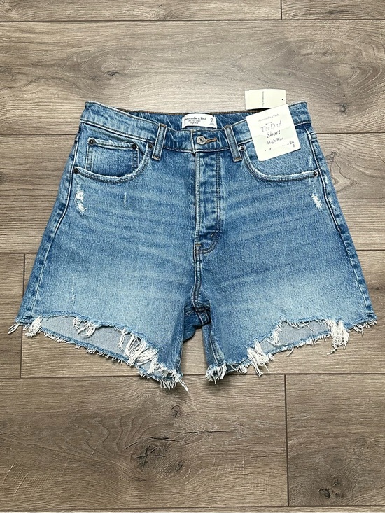 Abercrombie & Fitch Pants - Abercrombie & Fitch The Dad High Rise Stretch Frayed Blue Jean Shorts Size 28